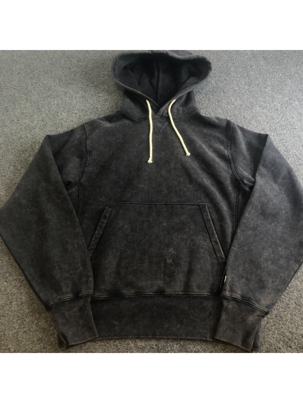 Champion Reverse Weave Hoodie Sweatshirt Mens Small Black Blank Faded Acid Y2K